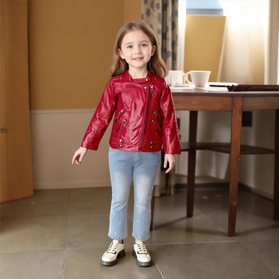 Streetwear Brand - Jaket Kulit PU Anak Perempuan Usia