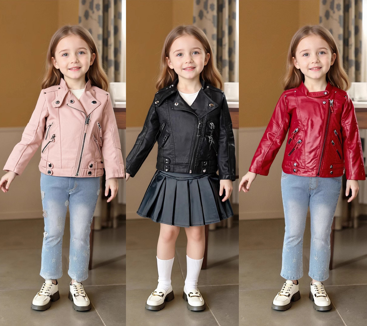Jaket Kulit PU Anak Perempuan  - Streetwear Brand ulasan dan harga