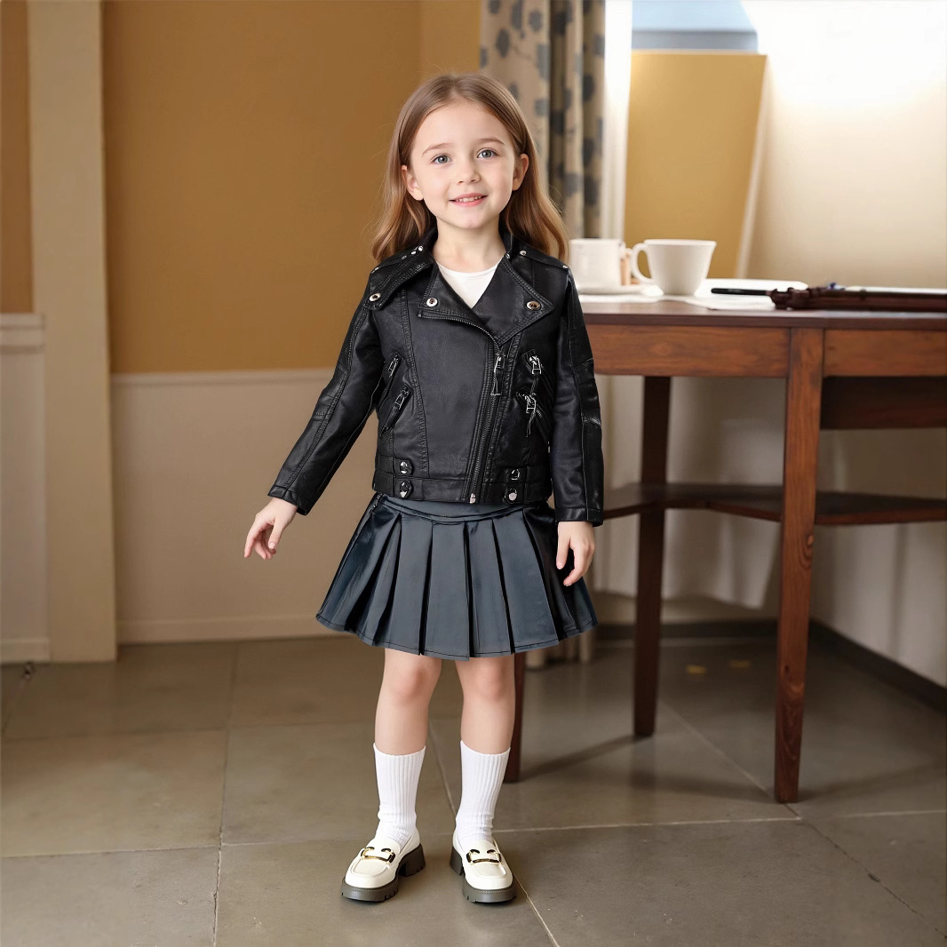Jaket Kulit PU Anak Perempuan  - Streetwear Brand ulasan dan harga