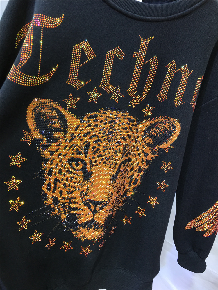 Leopard Rhinestones L-4XL Ukur - Streetwear Brand ulasan dan harga
